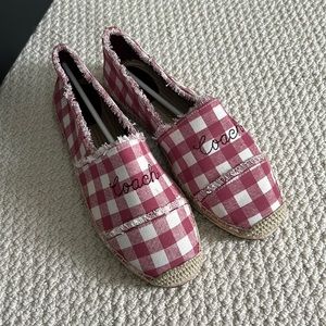 Coach strawberry pink Celina gingham espadrilles size 9.5